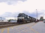 NS 9234 leads a northbound train past Pomona tower